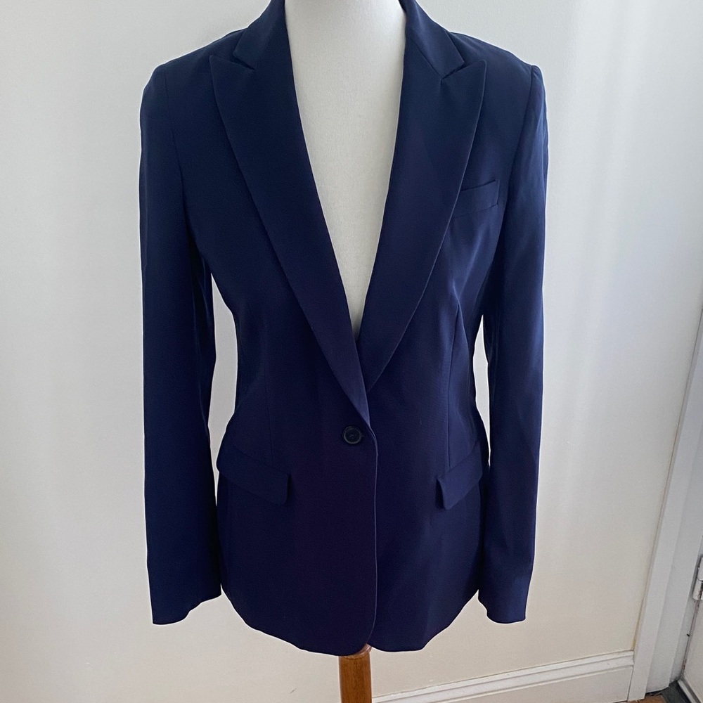Piazza Sempione Navy Single-Button Tailored Blazer